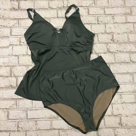 Cacique Swim Rich Army Green Tankini Swimsuit Swim By Cacique Top